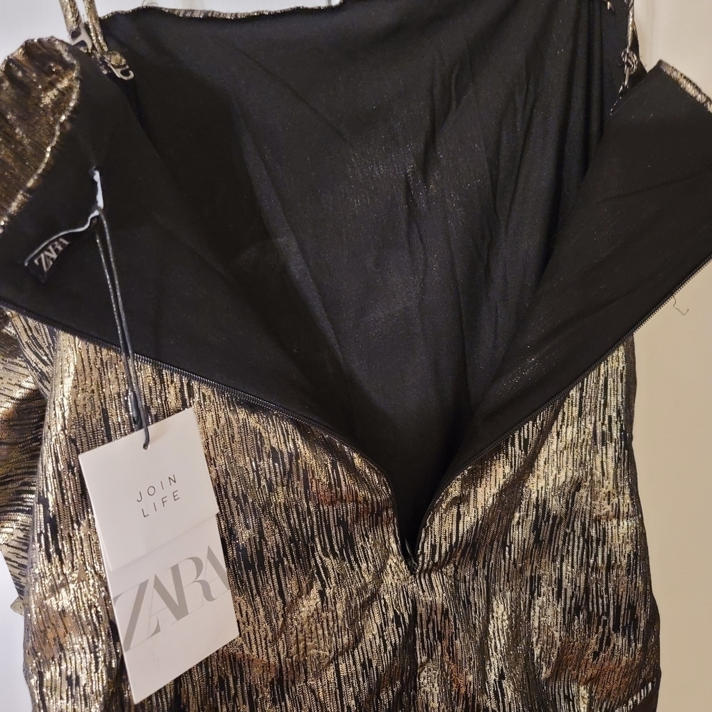Zara Metallic Ruffled Mini Dress - Picture 13 of 14